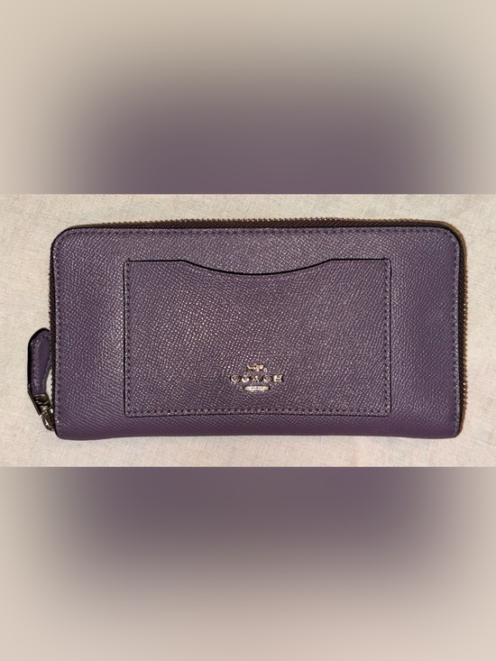 Coach Handbags - Coach Plum Zip-Around Saffiano Leather Wallet with Front Card Slot